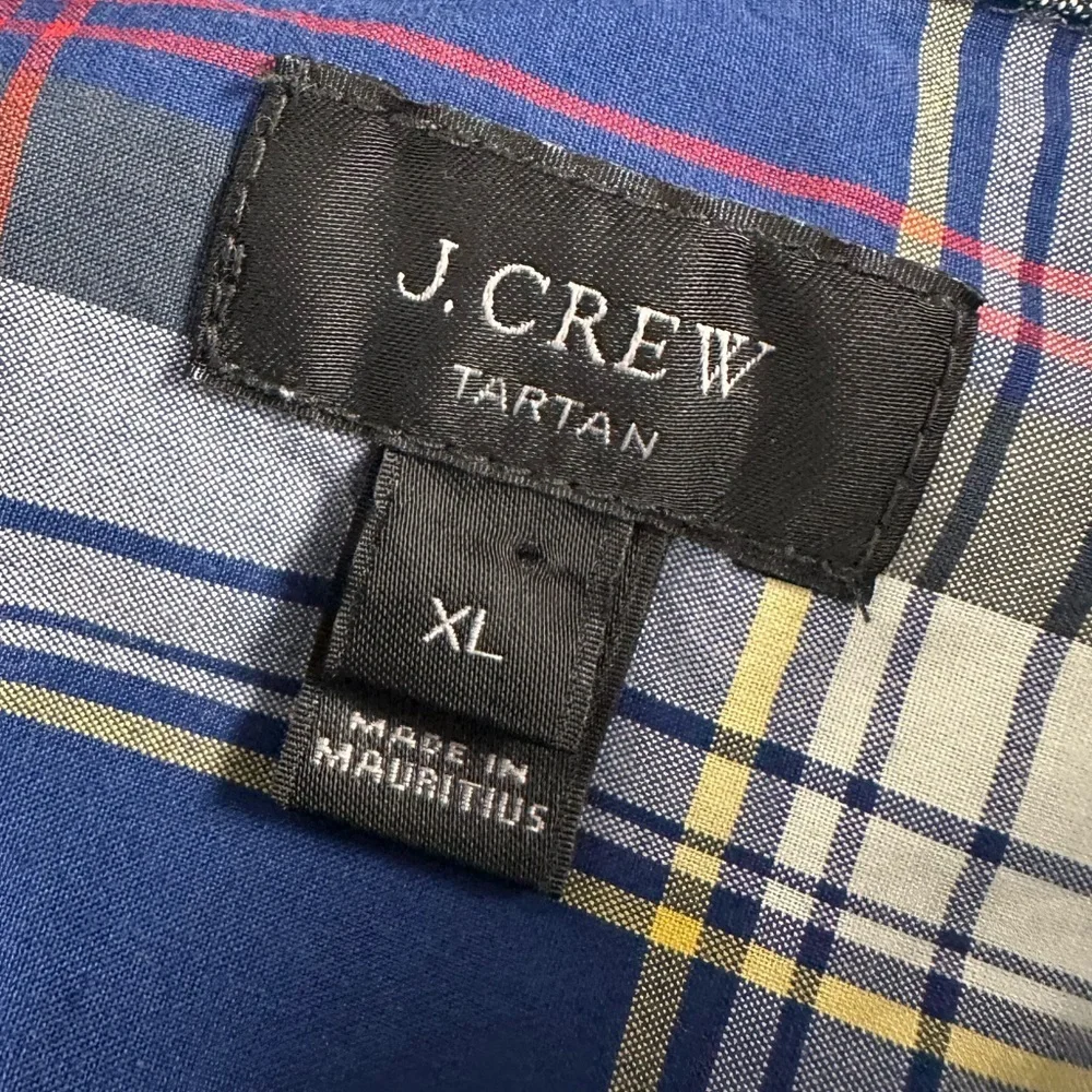 J. Crew Tartan Plaid Long Sleeve Men’s Button Down Cotton Shirt Blue Red XL